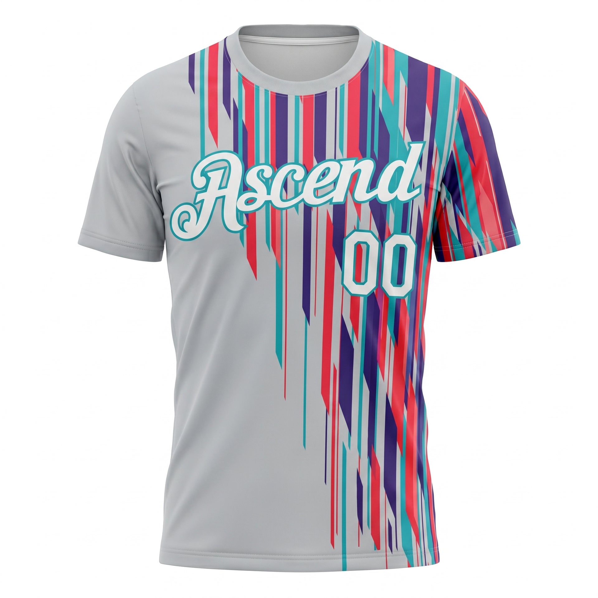 White Pink, Aqua, and Purple 3D Pattern Abide Jersey T-Shirt