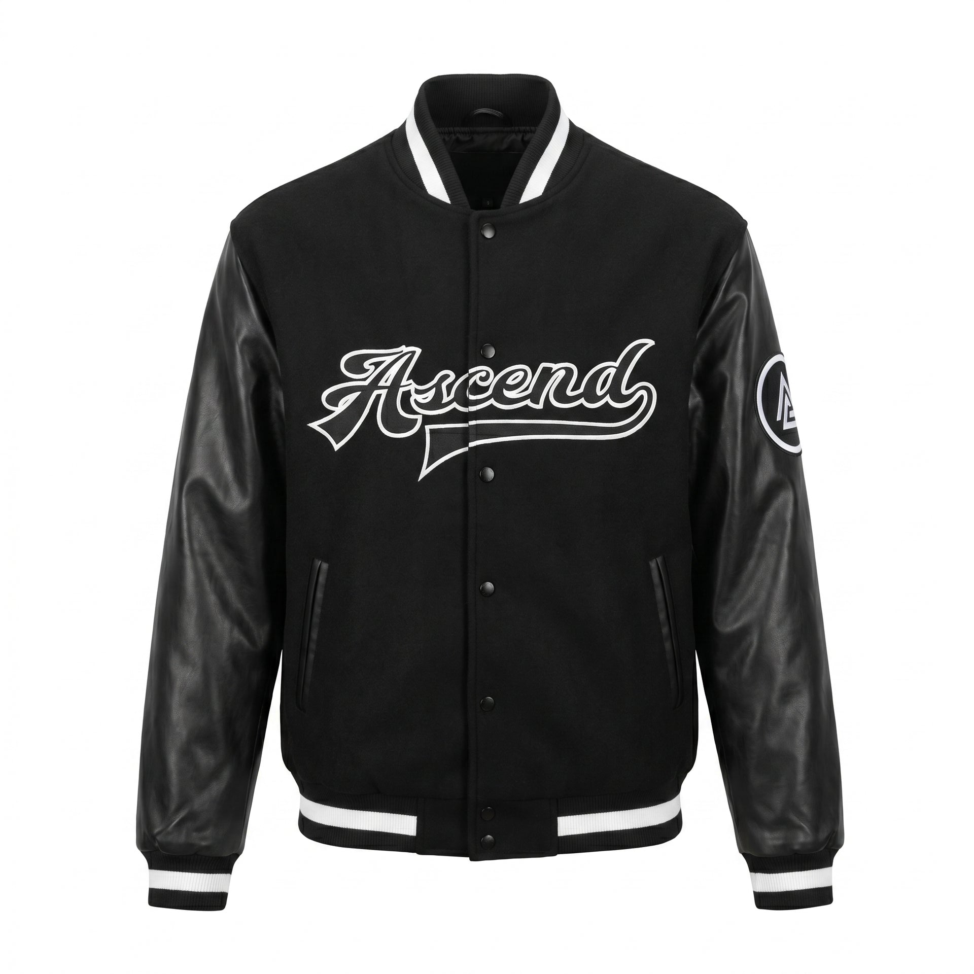 Black and White Bomber Full-Snap Varsity Letterman Fear God Jacket