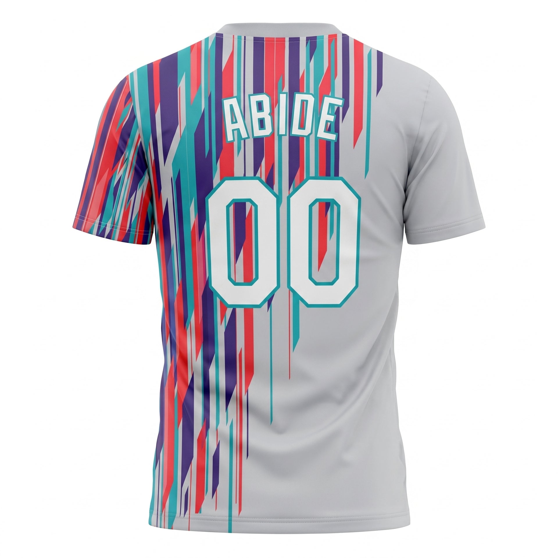 White Pink, Aqua, and Purple 3D Pattern Abide Jersey T-Shirt