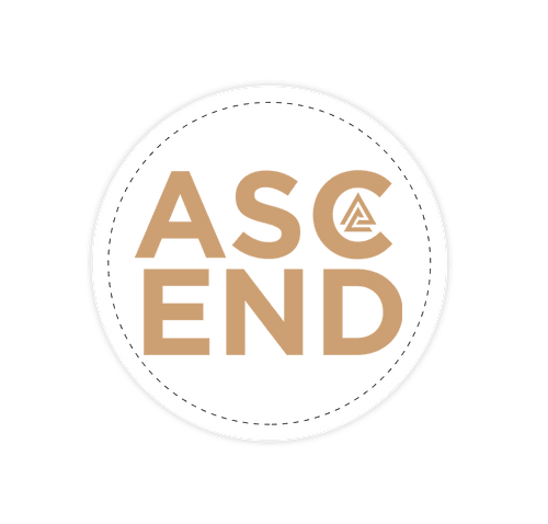 Ascend Text White/Tan Sticker