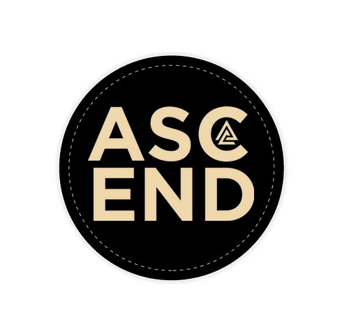 Ascend Text Black/Tan Sticker